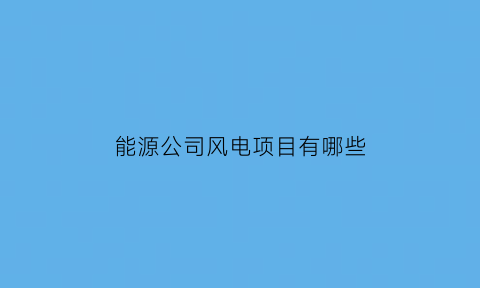 能源公司风电项目有哪些