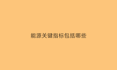 能源关键指标包括哪些