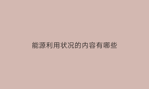 能源利用状况的内容有哪些