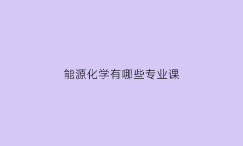 能源化学有哪些专业课