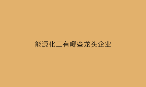 能源化工有哪些龙头企业