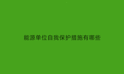 能源单位自我保护措施有哪些