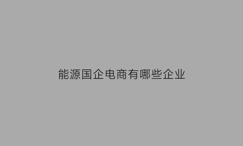 能源国企电商有哪些企业(能源国企是做什么的)