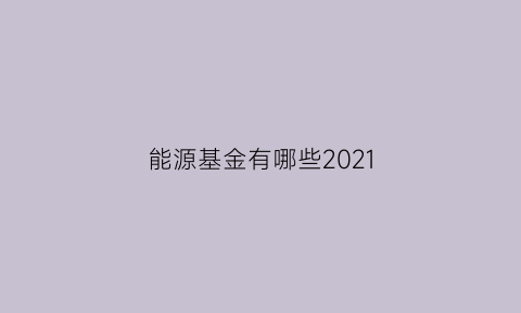 能源基金有哪些2021