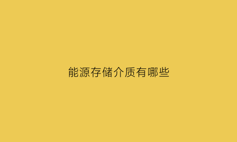 能源存储介质有哪些