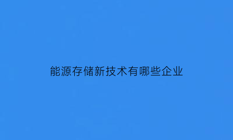 能源存储新技术有哪些企业