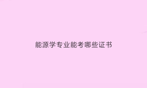 能源学专业能考哪些证书