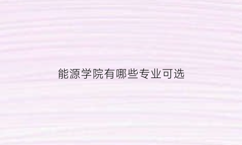 能源学院有哪些专业可选