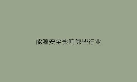 能源安全影响哪些行业