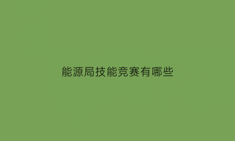 能源局技能竞赛有哪些