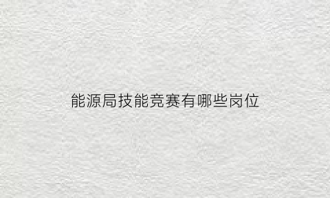 能源局技能竞赛有哪些岗位(能源局技能竞赛有哪些岗位组成)