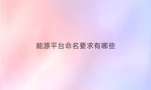 能源平台命名要求有哪些