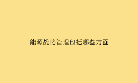 能源战略管理包括哪些方面(能源战略管理包括哪些方面内容)