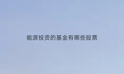 能源投资的基金有哪些股票