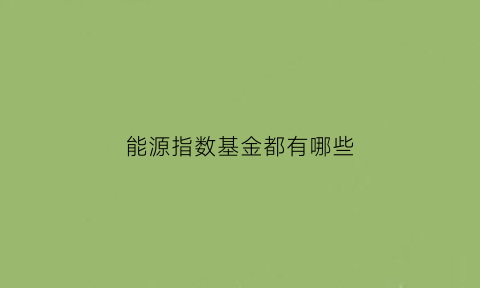 能源指数基金都有哪些