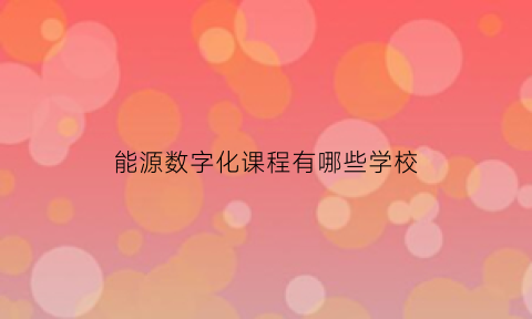 能源数字化课程有哪些学校(能源数字技术)