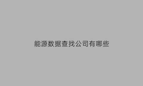 能源数据查找公司有哪些(能源数据会审)