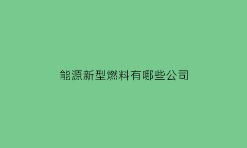 能源新型燃料有哪些公司(新能源燃料企业排名)