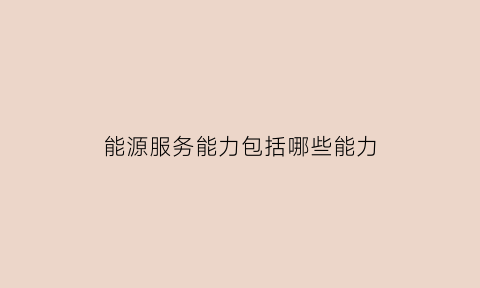 能源服务能力包括哪些能力