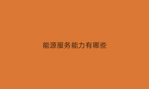 能源服务能力有哪些