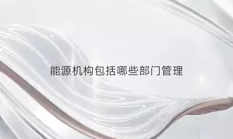 能源机构包括哪些部门管理