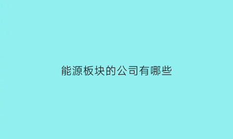 能源板块的公司有哪些