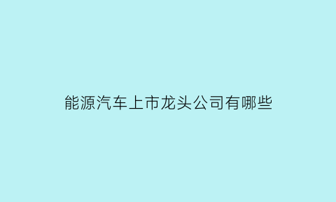 能源汽车上市龙头公司有哪些