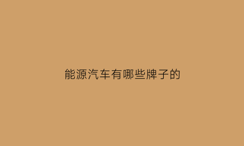 能源汽车有哪些牌子的