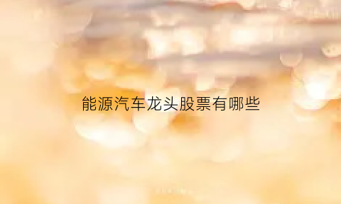 能源汽车龙头股票有哪些(能源汽车公司)