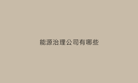 能源治理公司有哪些