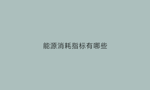 能源消耗指标有哪些