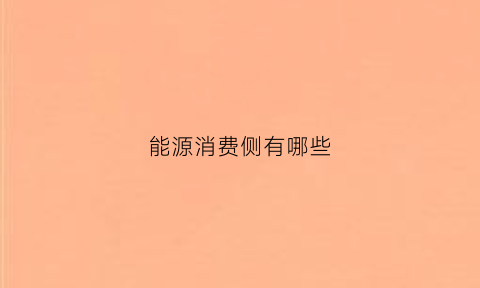 能源消费侧有哪些(能源的消费)