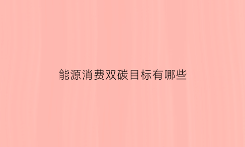 能源消费双碳目标有哪些(能源消费碳排放是什么)