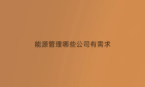 能源管理哪些公司有需求