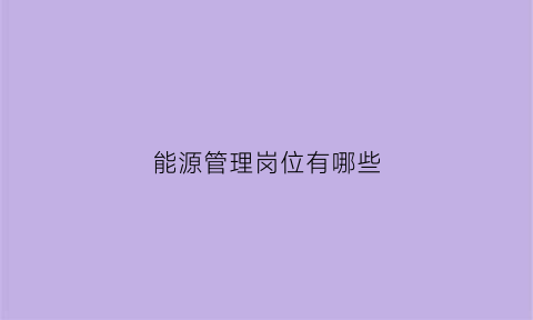 能源管理岗位有哪些(能源管理岗位职责)