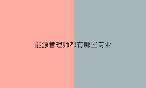 能源管理师都有哪些专业(能源管理师有什么用吗)