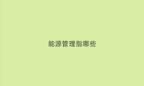 能源管理指哪些