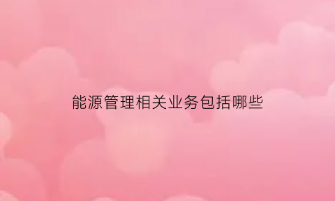 能源管理相关业务包括哪些