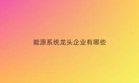 能源系统龙头企业有哪些