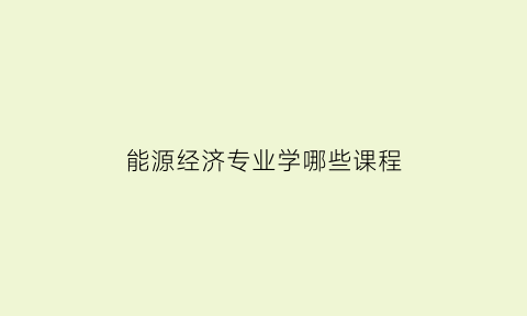 能源经济专业学哪些课程