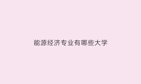 能源经济专业有哪些大学