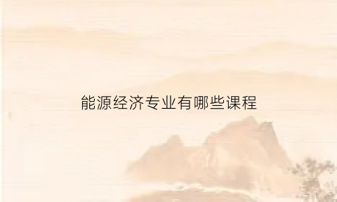 能源经济专业有哪些课程