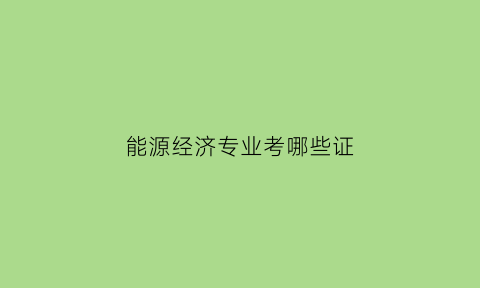 能源经济专业考哪些证