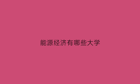 能源经济有哪些大学