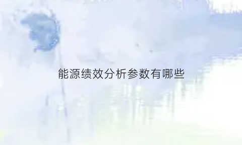 能源绩效分析参数有哪些(能源绩效参数的含义)