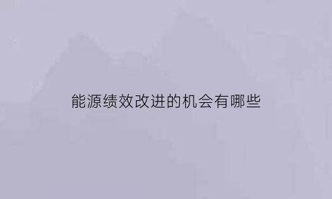 能源绩效改进的机会有哪些