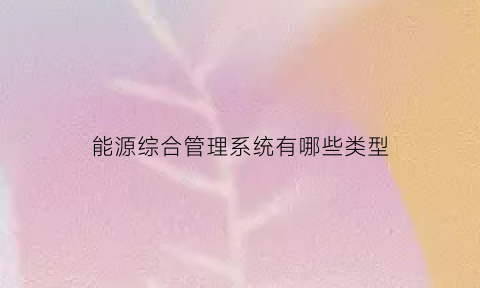 能源综合管理系统有哪些类型