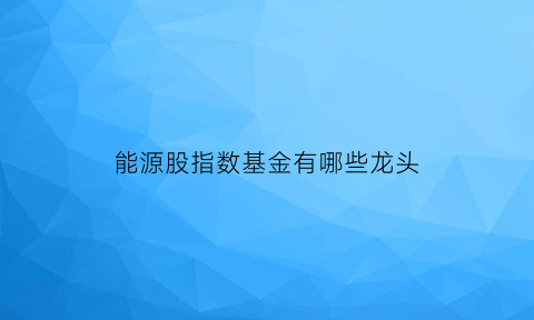 能源股指数基金有哪些龙头