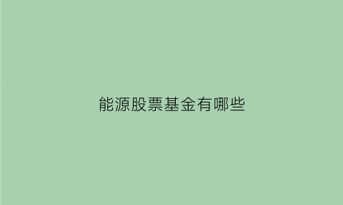 能源股票基金有哪些