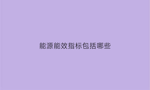 能源能效指标包括哪些